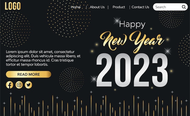 Conception de la page de destination de la fête du nouvel an 2023