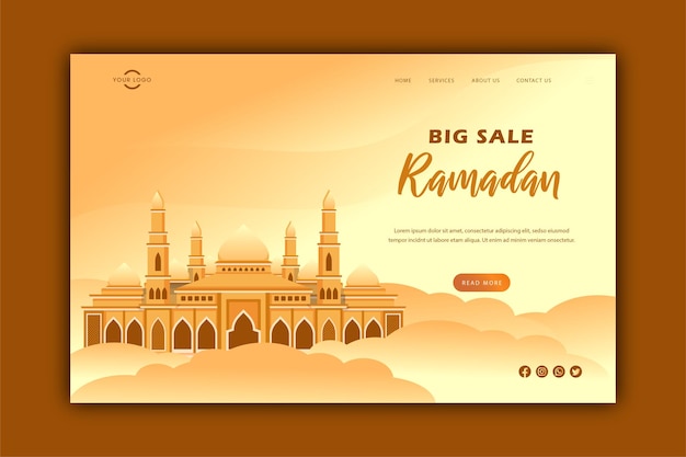 Conception De La Page De Destination De La Grande Vente Du Ramadan Kareem