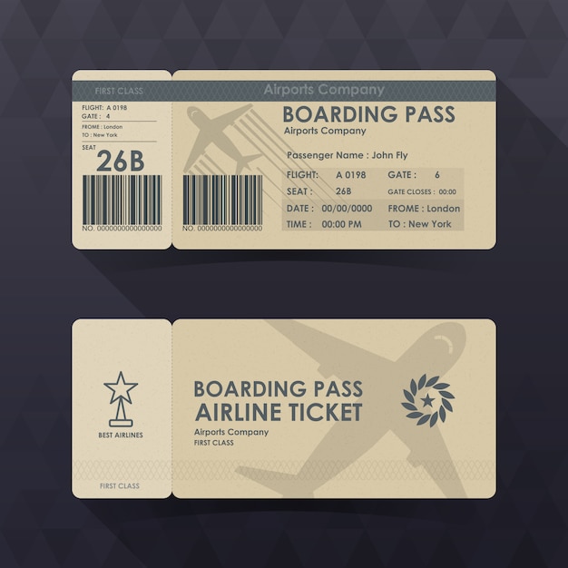 Conception de papier brun de billets d'embarquement.