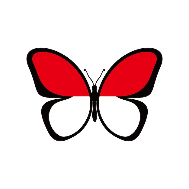 conception de papillon de drapeau indonésien. insecte drapeau national du monde.