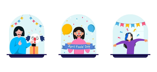 Conception de paquet plat Happy April Fools Day