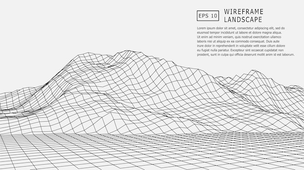 Conception De Paysage De Polygone De Terrain Filaire Cartographie 3d Futuriste Eps 10