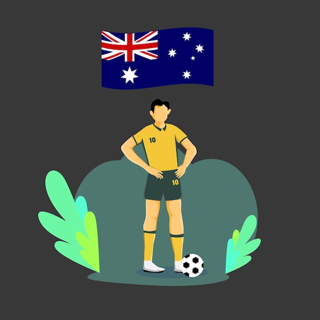 Vecteur conception de personnage de concept plat joueur australie