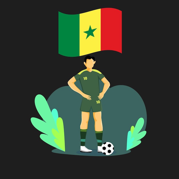 Conception De Personnage De Concept Plat De Joueur De Football Du Sénégal