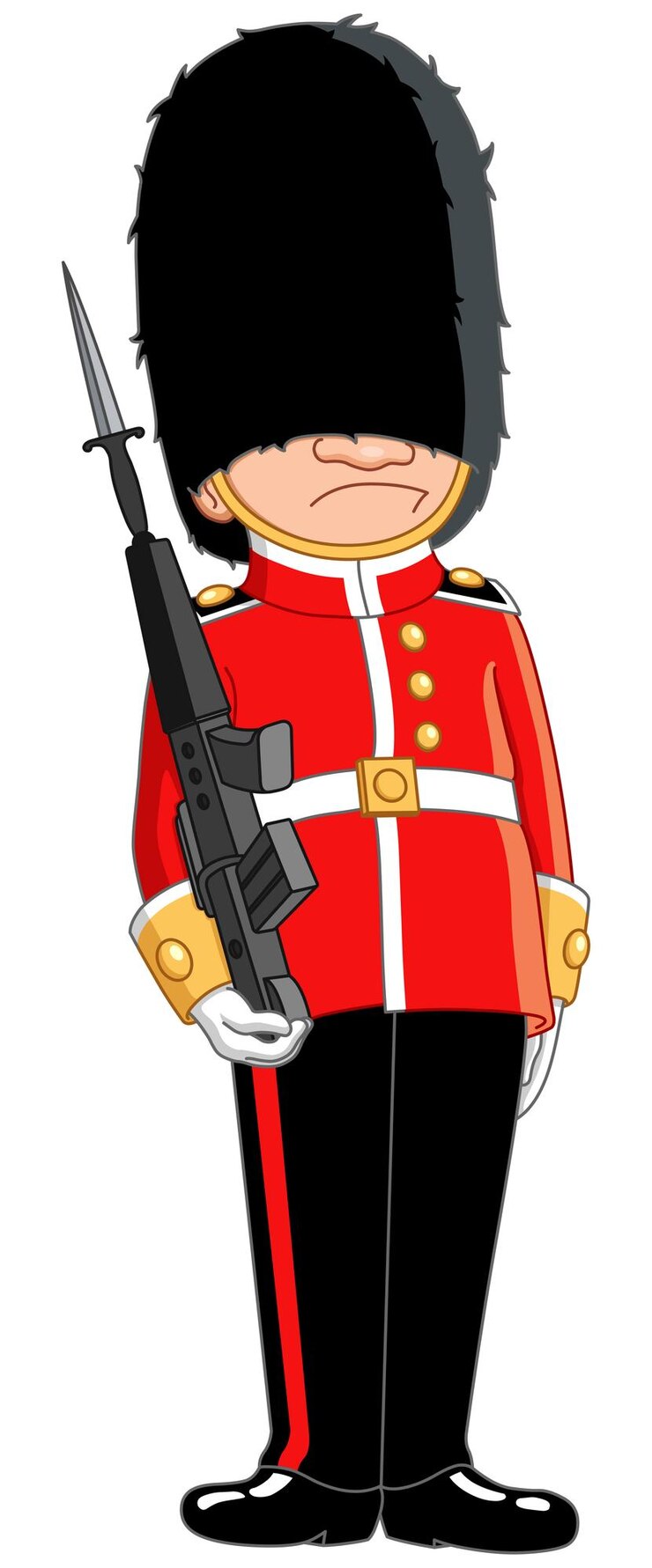 Vecteur conception de personnage d'une garde de la reine dans l'uniforme traditionnel du soldat britannique