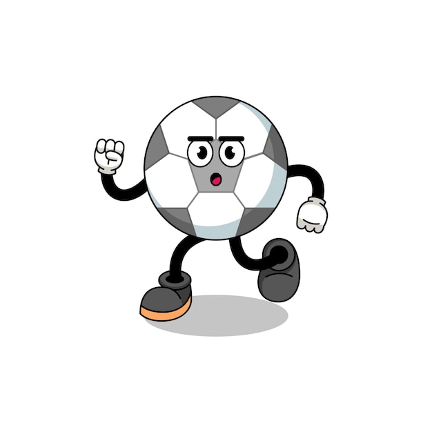 Conception De Personnage D'illustration De Mascotte De Ballon De Football En Cours D'exécution