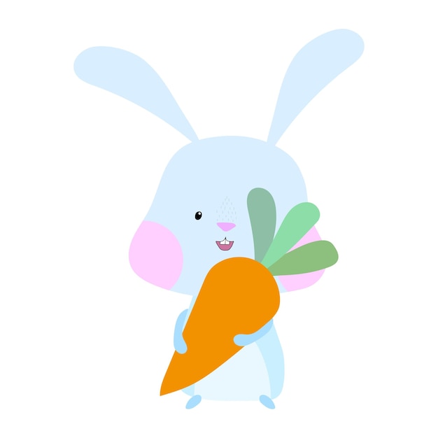 Conception de personnage de lapin Lapin blanc mignon avec carotte Dessin animé de lapin Illustration vectorielle stock image