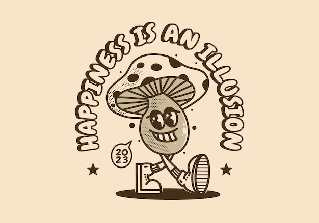 Conception de personnage de mascotte vintage de champignon souriant