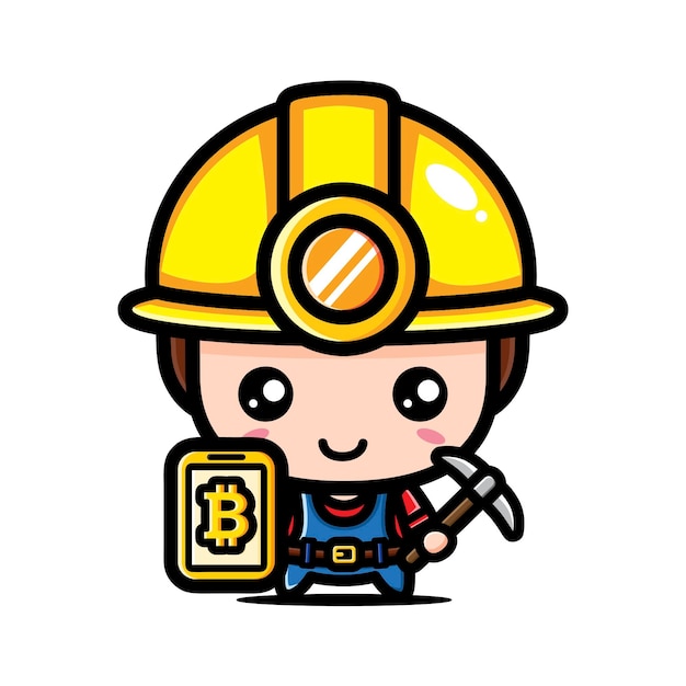 Conception De Personnage De Mineur Bitcoin Mignon