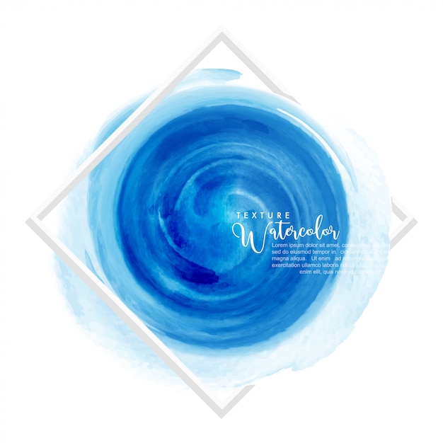 Conception De Pinceau Aquarelle Bleu Cercle Sur Cadre Carré Blanc