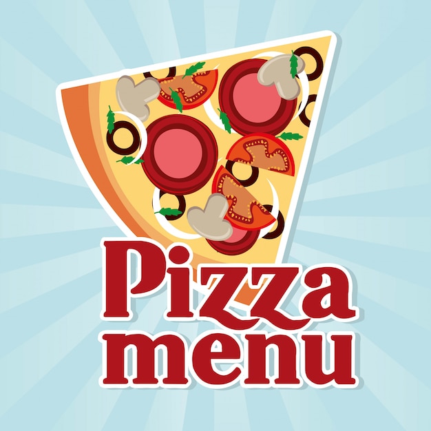 conception de pizza au cours de l'illustration vectorielle fond bleu