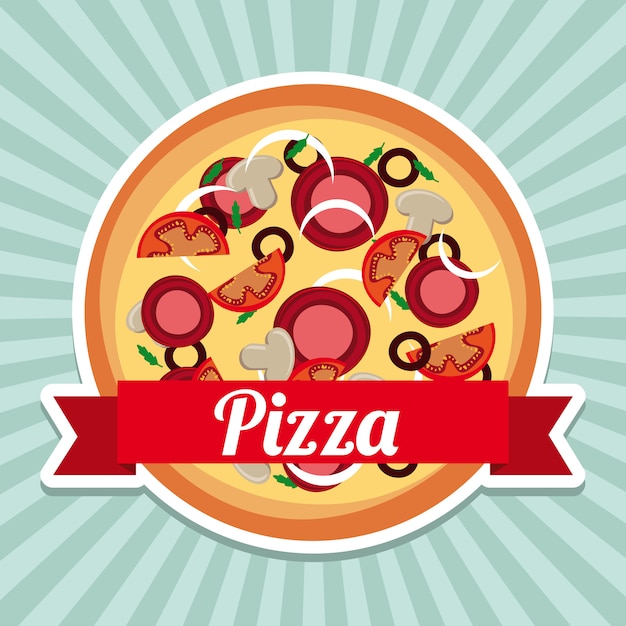 conception de pizza au cours de l'illustration vectorielle fond grunge