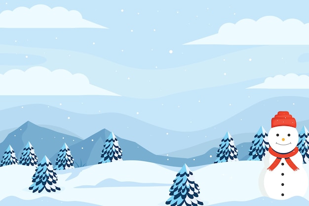 conception plane vectorielle paysage d'hiver illustration de bannière horizontale