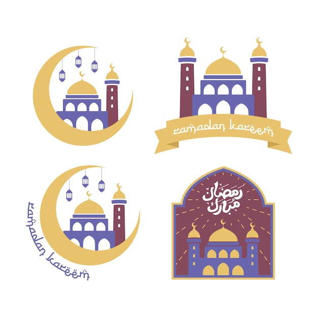 Conception Plate De La Mosquée Ramadan Kareem Illustration De La Mosquée Célébrant La Sainte Saison Du Ramadan