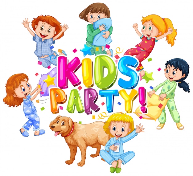 Conception De Polices Pour Word Kids Party Avec Des Enfants Heureux