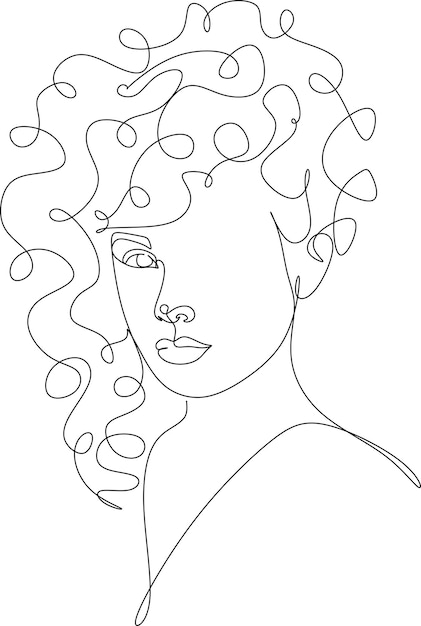 Conception de portrait de fille ou de femme d'une ligne Illustration vectorielle de style minimalisme dessiné à la main