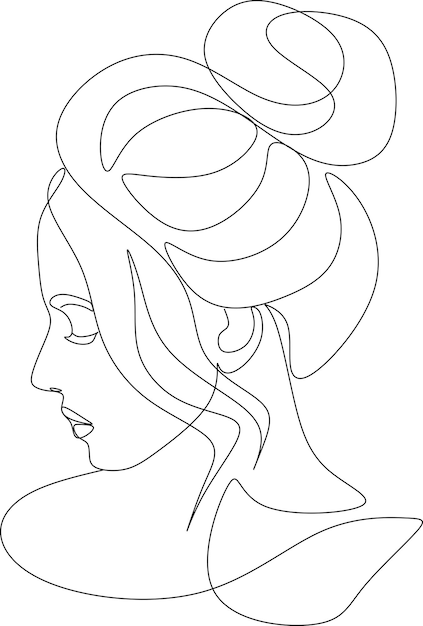 Conception de portrait de fille ou de femme d'une ligne Illustration vectorielle de style minimalisme dessiné à la main