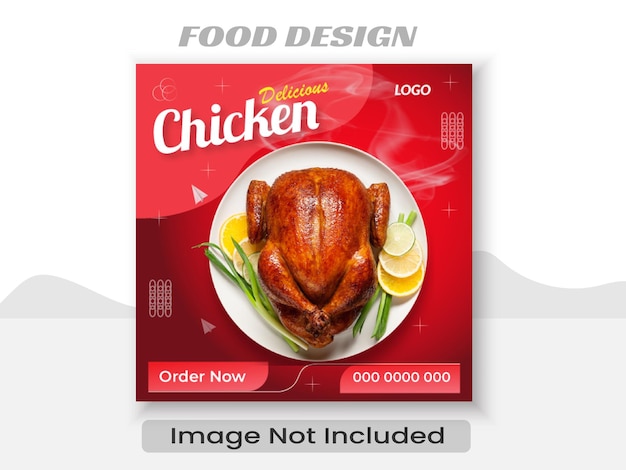 Vecteur conception de poulet délicieux ou modèle de conception de nourriture d'entreprise