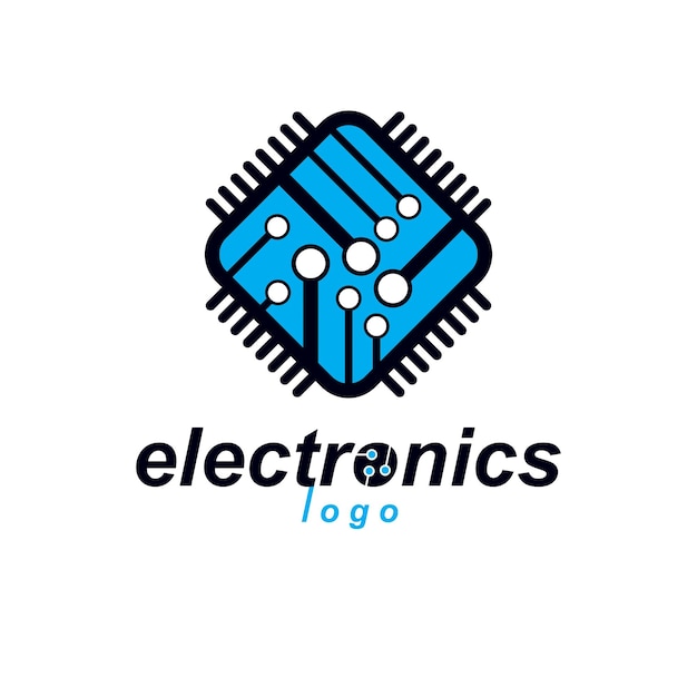 Conception De Processeur De Technologie Vectorielle Avec Schéma De Microprocesseur Carré. Circuit Imprimé D'ordinateur, élément Numérique. Logo De Puce Technologique.