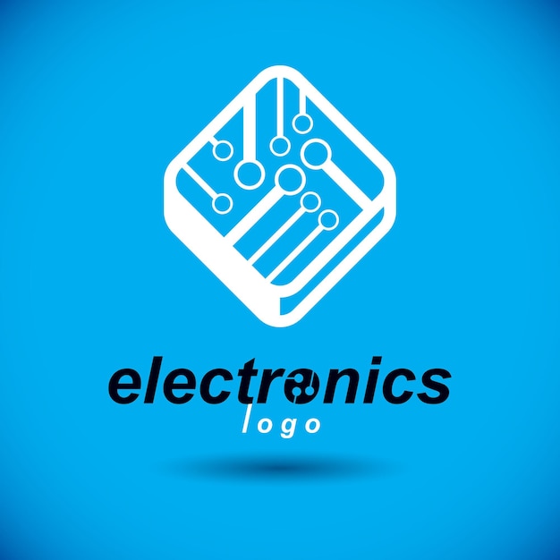 Conception de processeur de technologie vectorielle avec schéma de microprocesseur carré. Circuit imprimé d'ordinateur, élément numérique. Logo de puce technologique.