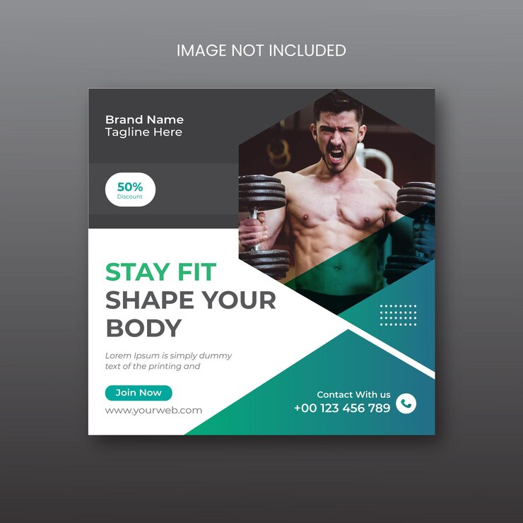 Conception de publication ou de bannière de médias sociaux de fitness ou de gym