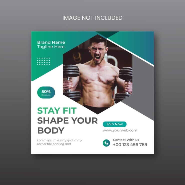 Conception de publication ou de bannière de médias sociaux de fitness ou de gym