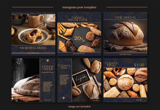 Vecteur conception de publication de boulangerie pour la conception de modèles de publication sur les réseaux sociaux