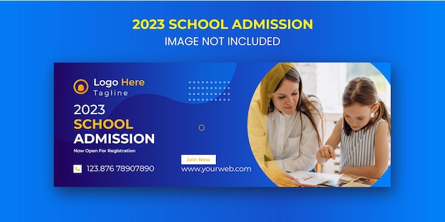 Conception de publication de couverture facebook pour l'éducation et l'admission à l'école