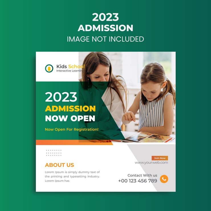 Conception de publication sur les médias sociaux pour l'éducation et l'admission à l'école