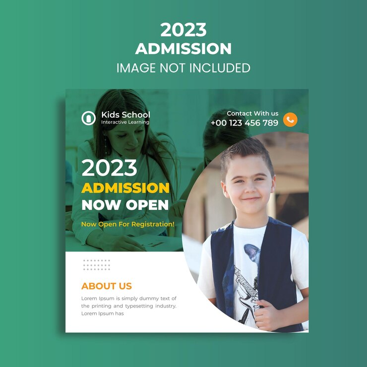 Conception de publication sur les médias sociaux pour l'éducation et l'admission à l'école