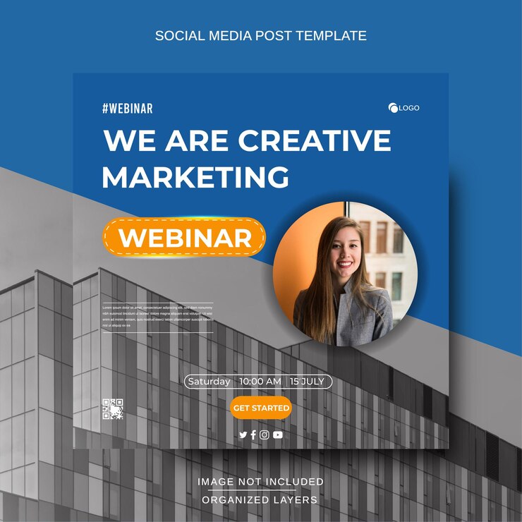Vecteur conception de publications sur les réseaux sociaux pour les entreprises ou les webinaires