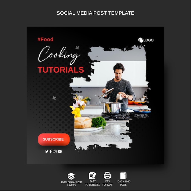 Conception De Publications Sur Les Réseaux Sociaux Pour Les Tutoriels De Cuisine
