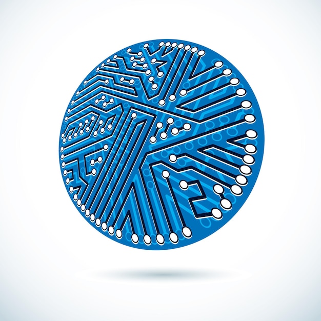 Conception de puces vectorielles, cpu. Élément de technologie de communication de l'information, circuit imprimé en forme ronde.