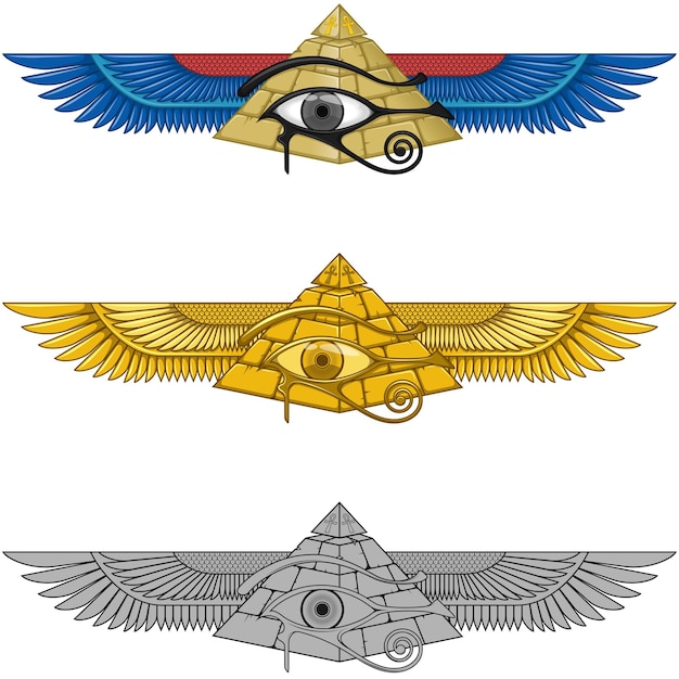 Conception de pyramide ailée avec oeil d'horus