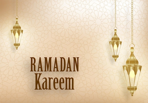 Vecteur conception de ramadan kareem sur fond islamique avec motif or sur fond de couleur papier