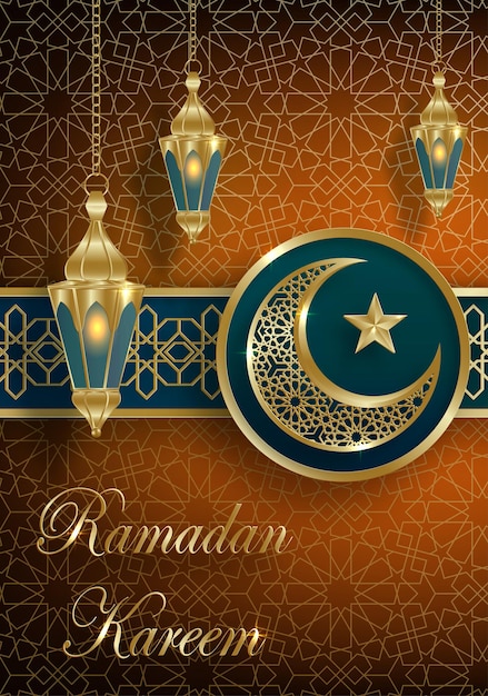 Vecteur conception de ramadan kareem sur fond islamique