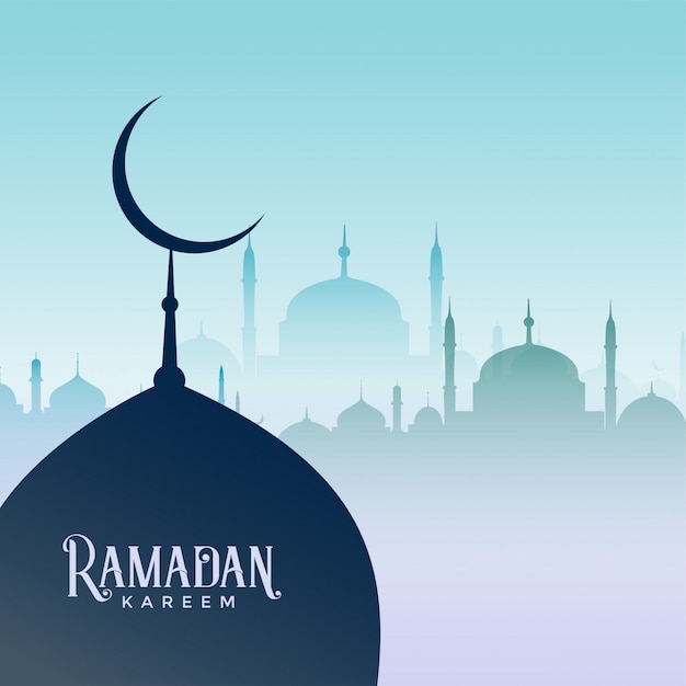 Conception De Ramadan Kareem Avec Des Silhouettes De Mosquée