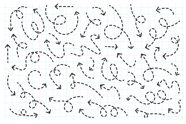 Conception De Rayures De Flèche En Zigzag Avec Des Lignes Pointillées Sur Les Lignes De La Grille Isolées