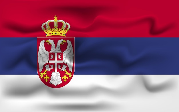 Conception Réaliste Du Drapeau Vectoriel De La Serbie