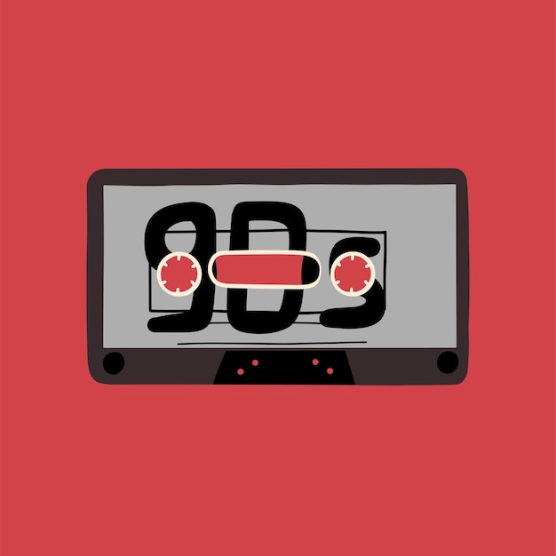Vecteur conception rétro de cassette audio élément dans le style des années 90 1980 illustration vectorielle dans un style plat