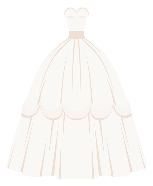 Vecteur la conception de la robe de mariée sans bretelles est une robe élégante de dessin animé