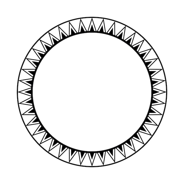 Vecteur conception ronde géométrique de cadre de bordure maori simple noir et blanc