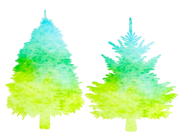 Vecteur conception de sapin de noël aquarelle silhouette vecteur isolé