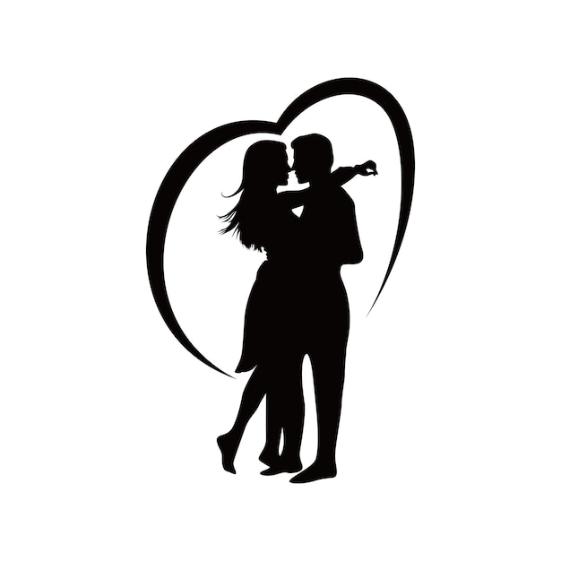 Vecteur conception de silhouette de couple. icône, signe et symbole de romance.