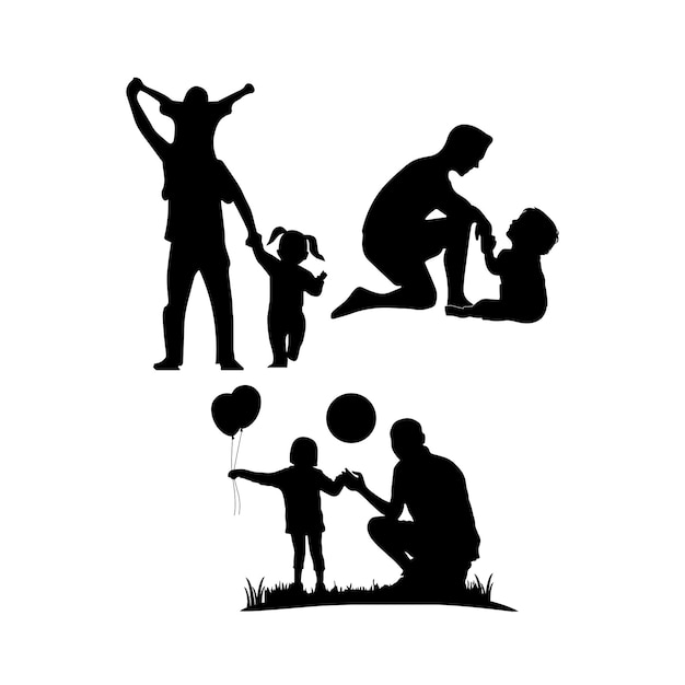 Vecteur conception de silhouette papa et fils