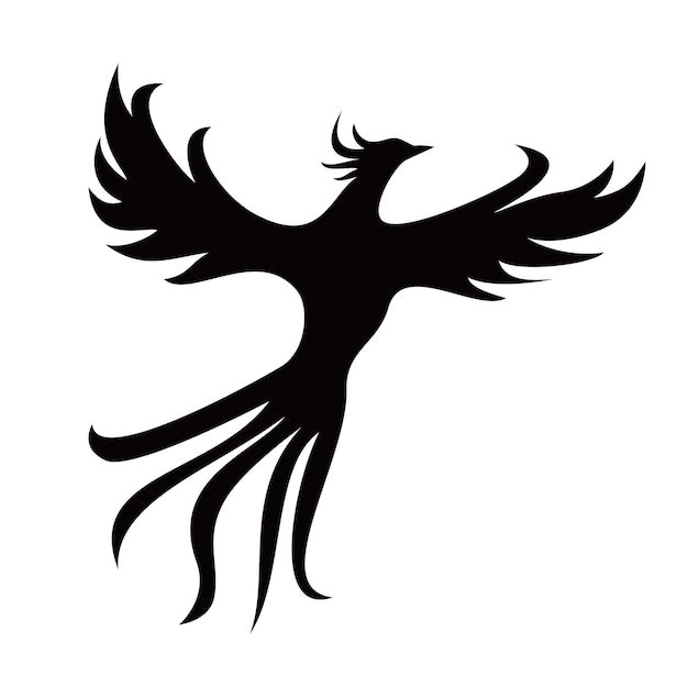 Conception De Silhouette De Phénix. Oiseau De Feu Dans La Mythologie.