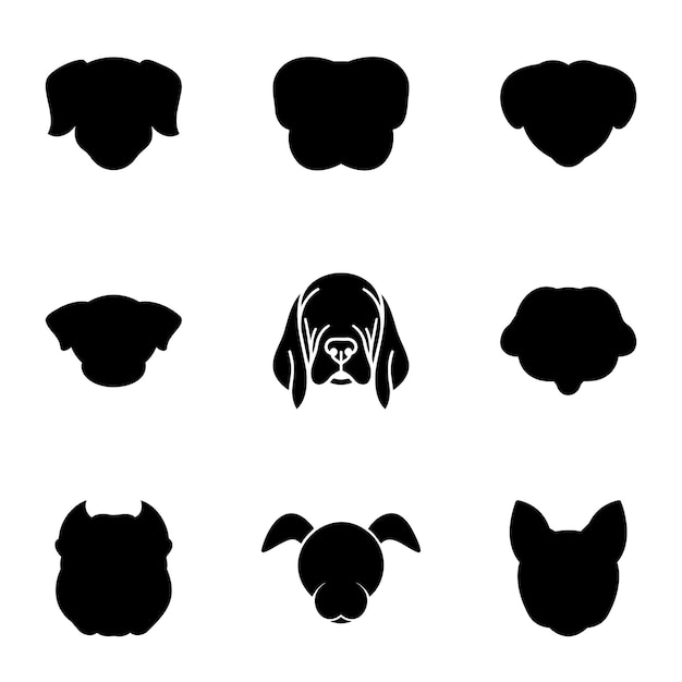 Conception De Silhouette De Tête De Chien De Dessin Animé En Noir Et Blanc