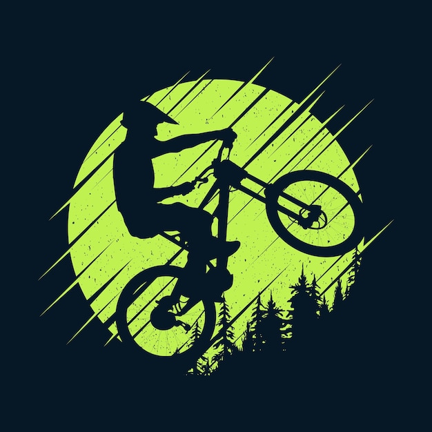 Conception De Silhouette De Vélo De Montagne De Style Grunge