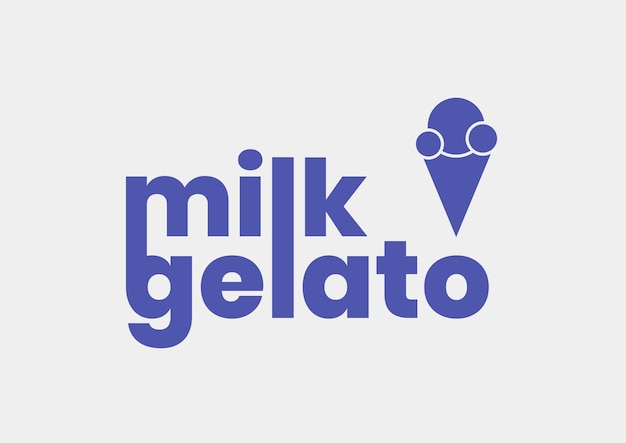 conception simple de logo de gelato de lait de crème glacée de vecteur