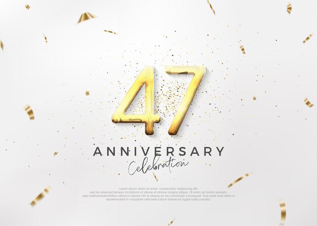 Conception simple et lumineuse du 47e anniversaire avec des chiffres dorés luxueux et élégants Fond vectoriel Premium pour les salutations et les célébrations